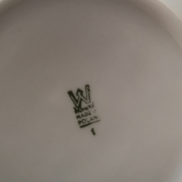 Ceramic Creamer & Sugar Bowl w/ Lid Set, Made in Poland, White Black Red Stripe - Picture 4 of 4